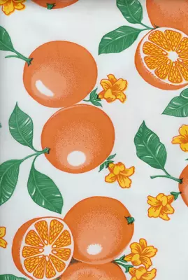 Oilcloth Fabric Oranges White Pattern Sold In Yard Or Bolt • $13.99