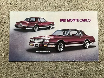 1981 Chevrolet Monte Carlo Dealer 18 By 32 Inch Showroom Poster.  • $39