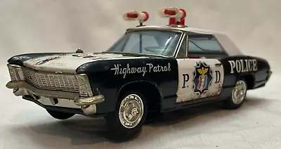 Vintage Tin Litho Battery Highway Patrol Car Buick Riviera By Bandai 11  Japan • $35