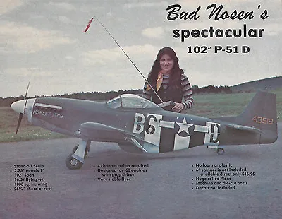 Giant Bud Nosen 1/4 Scale P-51D Mustang Plans Templates And Instructions 102ws • $29.99