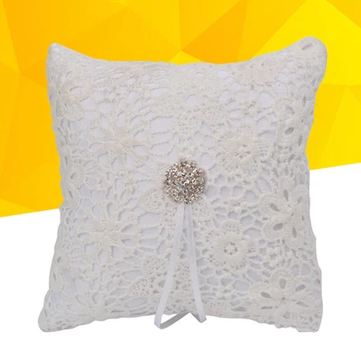 £7.65 • Buy Wedding Ring Pillow Cushion Bridal Crystal Decorated Ring Bearer Pillow 10x10cm