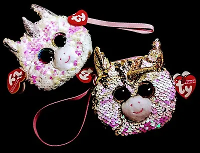 🆕 LOT Of 2 TY Fashion UNICORN Beanie Boos 5  Sequin Wristlet Coin Purse NWT • $20.49