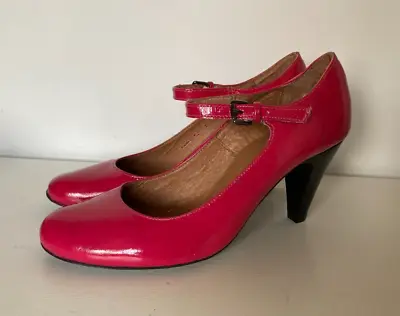 £26 • Buy Jones Bootmaker Fuchsia Magenta Patent Leather Mary Jane Court Heels Shoes 6 39