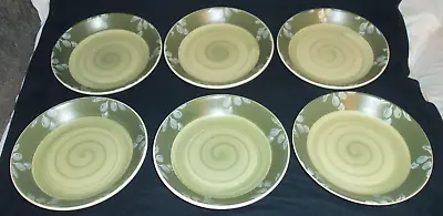6 Pieces Of Villa Romana 9.5  Pasta Bowls Olive Green Hand Painted Made In Italy • $24.99