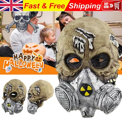 Gas Mask Full-Head Latex Halloween Zombie Costume Accessory Adult Party Props UK • £11.99