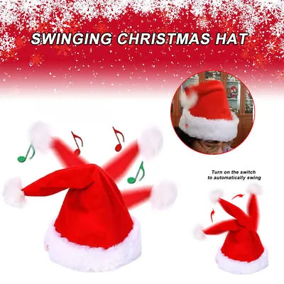 Christmas Xmas Novelty Santa Hat Cap For Musical Singing Moving Dancing Toy • £8.99