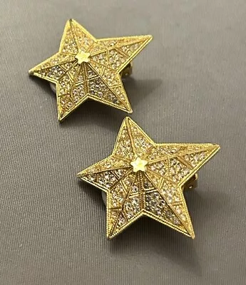 Vintage Kirk's Folly Star Clip Earrings Rhinestone Crystal Celestial • $28