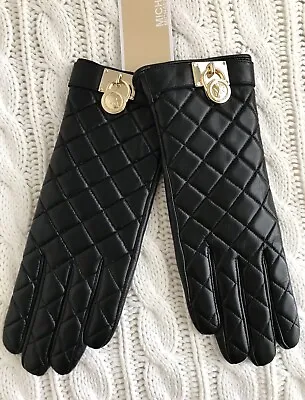 NWT Michael Kors Women’s Black Leather Gloves Size M. $49.99 • $49.99