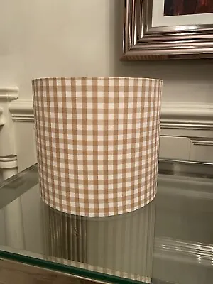 Lampshade In A Beige Brown Gingham Check Fabric Ceiling Or Lamp Various Sizes • £21.95