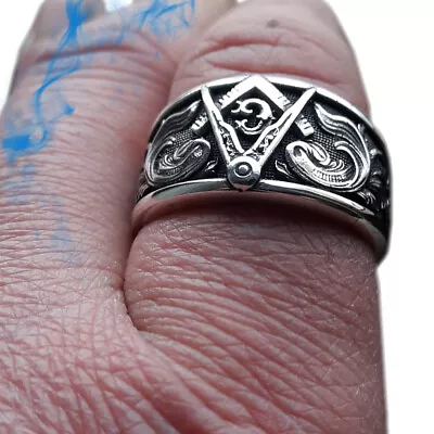 £61.89 • Buy Masonic Solid Sterling Silver Blue Lodge Men's Ring, Freemasonry,Mason,All Sizes