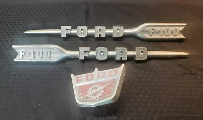 1960 Ford Hood Emblem F-100 Truck Set Front Sides Badges Pickup ORIGINAL 60 • $175