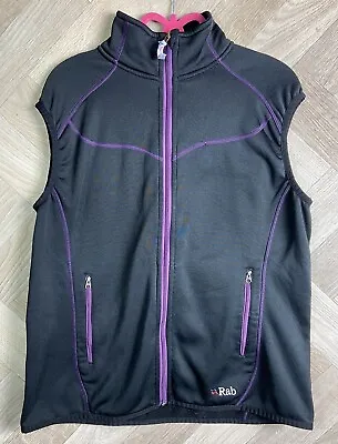 Ladies Rab Black/Purple Trim Gilet Vest Polartec Power Stretch Full Zip XL UK 16 • £38.99