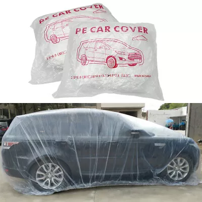 Clear Plastic Temporary Universal Disposable Car Cover Rain Dust Garage 2 PACK • $15