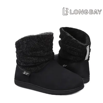 £16.99 • Buy Longbay Ladies Fur Boots Slippers Ankle Memory Foam Women's Warm Suede Bootie UK