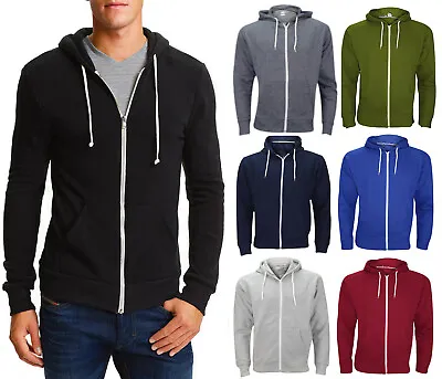 Men's Plain Hoodie Hooded Sweatshirt Fleece Zipper Hoodie Big Sizes M - 12XL  • £9.99