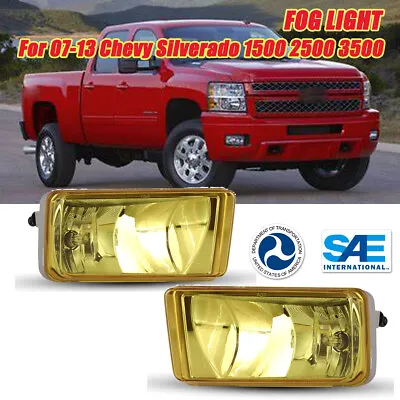 Fog Lights For 07-13 Chevy Silverado 1500 2500 3500 Front Bumper Lamp Yellow Kit • $32.99