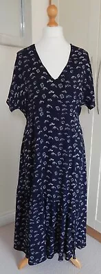 MINT VELVET Blue Printed Midi Dress Size 14 - Immaculate Condition • £1.20