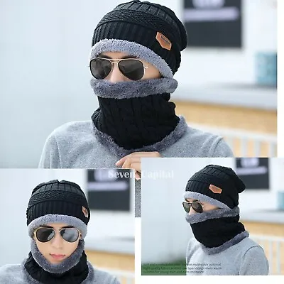 Mens Womens Winter Baggy Slouchy Knit Warm Beanie Hat And Scarf Ski Skull Cap  • $9.49