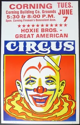 Vintage Hoxie Bros. Circus Poster June 7 Corning California Cardboard 60's/70's • $19.98