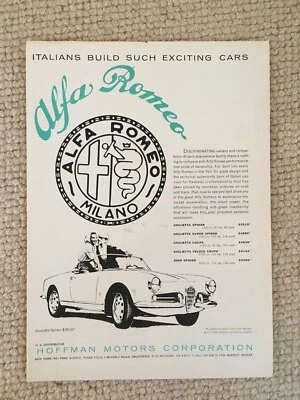 $6.17 • Buy Vintage Original Alfa Romeo Guilietta Spider Magazine Advert - US, 1960's