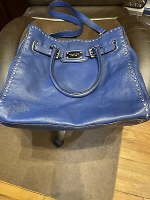 MICHAEL KORS Hamilton Collection Large Blue Handbag With Silver Grommet Detail • $84