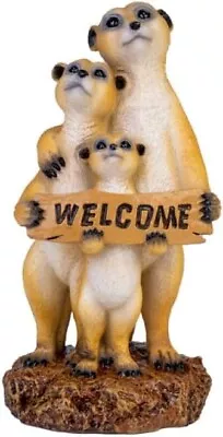 1pc Meerkat Family Welcome Sign Terracotta Garden Statue Ornament Decor 20cm • $29.99