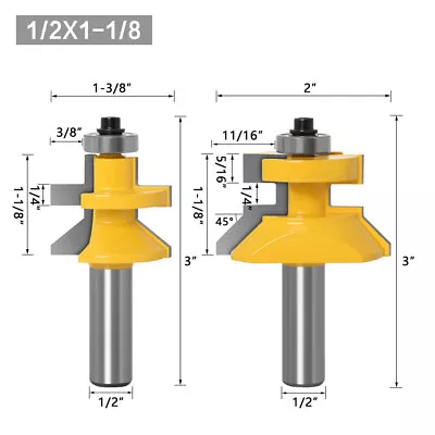 1/2  Shank Flooring 2 Bit Tongue And Groove V Notch Router Bit Set • $14