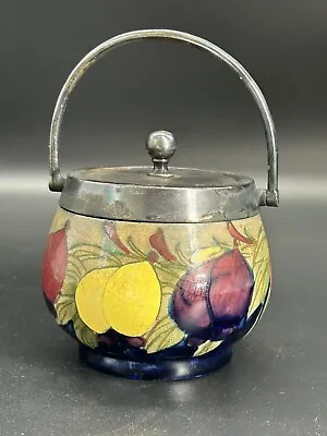 Rare Vtg Moorcroft Plum Wisteria William Hutton Footed Jar Metal Lid W/Handle • $189