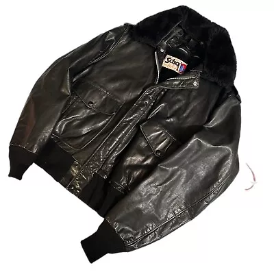 1980s Schott 184SM A-2 Leather Flight Jacket Black Size Large 42 Winter • $499.99