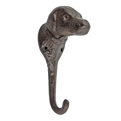 Dog Head Wall Hook Cast Iron Key Towel Coat Leash Hanger Antique Rustic Brown • $14.95