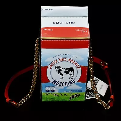 NWT Palace Moschino Couture Leather Milk Carton Bag Jeremy Scott FW20 AUTHENTIC • $2314.52