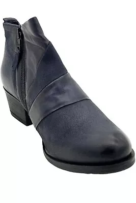 Miz Mooz Leather Cut-Out Ankle Boots Burlington Midnight • $64.99