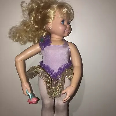 Vintage 1980s Dancing My Pretty Ballerina 17” Doll WORKS Tyco Blonde Purple Tutu • $17