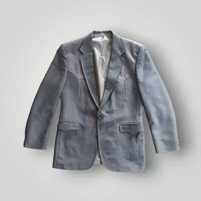 Circle S Vintage Suede Accent Western Blazer Gray Size 40R USA Made • $29.99