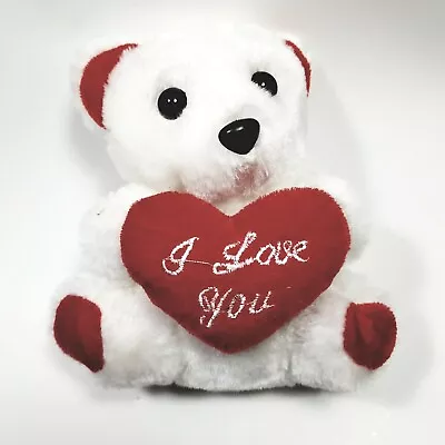 White Plush Teddy Bear Keychain 6  Cuddly I Love You Talking Toy • $6.50