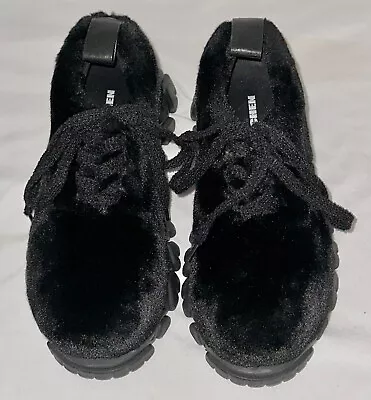 Angel Chen Black Velour Fuzzing Sneakers Women's Size E38/US7 NO BOX Fun • $85