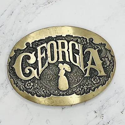 Vintage Solid Brass Award Designs First Edition Georgia Belt Buckle • $35