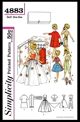 Simplicity 4883 TAMMY 12  Vintage Fashion DOLL Fabric Sewing Pattern Barbie 60's • $5.49