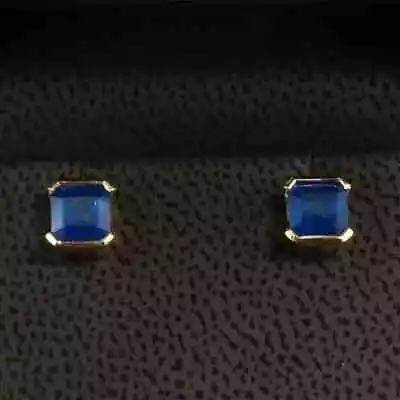 2CT Asscher Lab Created Sapphire Diamond Women's Stud 14K Yellow Gold Plated • $56.70