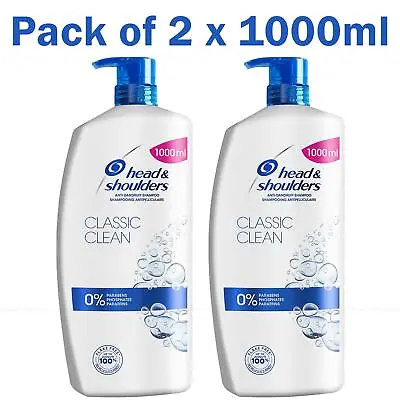 Head &Shoulders Classic Clean Anti-Dandruff Flake Free Hair Shampoo Pack Of 2x1L • £24.49