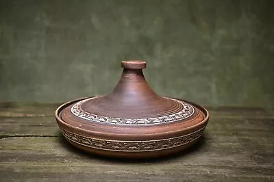 Ceramic Tagine Pot For Cooking Handmade Moroccan Tajine - Rustic Kitchen Decor • $99