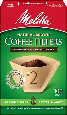 Melitta #2 Cone Coffee Filters Unbleached Natural Brown 100 Total Filters Coun • $5.63