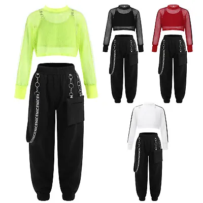 Kids Girls Hip-hop Dance Clothes Set Dance Outfit Hip-Hop Hip Hop Outfits Mesh • $12.75