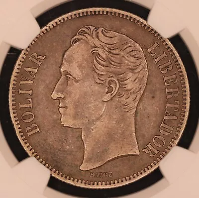 Venezuela 5 Bolivares 1879 Ngc Xf40 Early Date Silver Very Rare No Reserve • $207.50