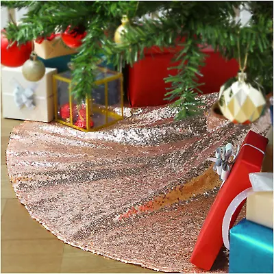  24-Inch Rose Gold Glitter Sequin Christmas Tree Skirt • $9.89