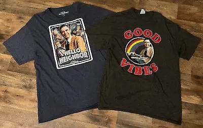 Mr Rogers Neighborhood Shirt Lot Of 2 Men L / XL Graphic Short Sleeve • $10