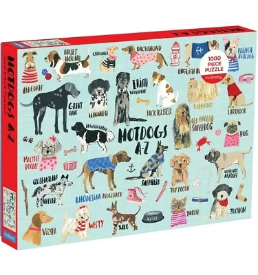Mudpuppy Hotdogs A-Z 1000 Piece Jigsaw Puzzle Puppy Puzzle With Dogs Animals  • $12.99