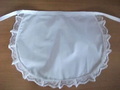  VICTORIAN EDWARDIAN APRON PINNY WHITE COTTON VINTAGE 50's  Waist Adult &child  • £6.99