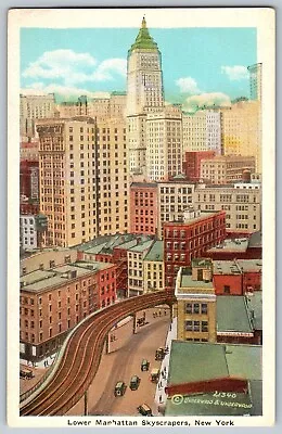 New York City New York NY - Lower Manhattan Skyscrapers - Vintage Postcard • $8.49