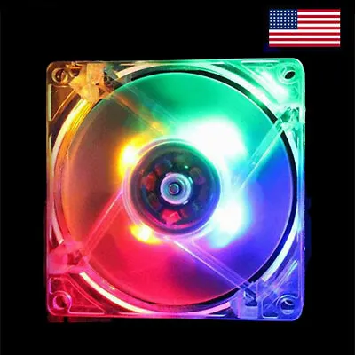 80mm Computer PC Clear Case Cooling Fan With LED - Rainbow • $7.49